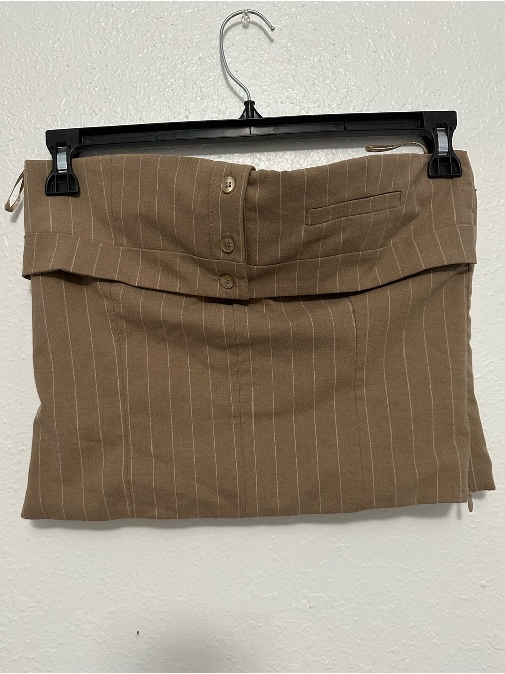 Zara Brown Pinstripe strapless top